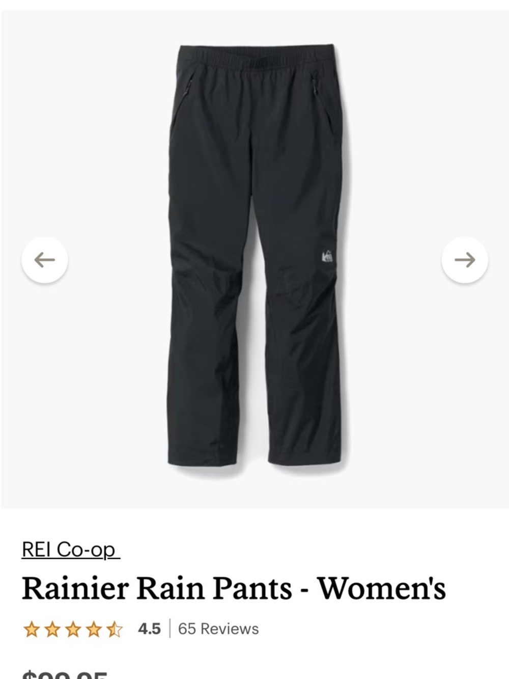 REI Co-op Women’s Rain Pants — Black
